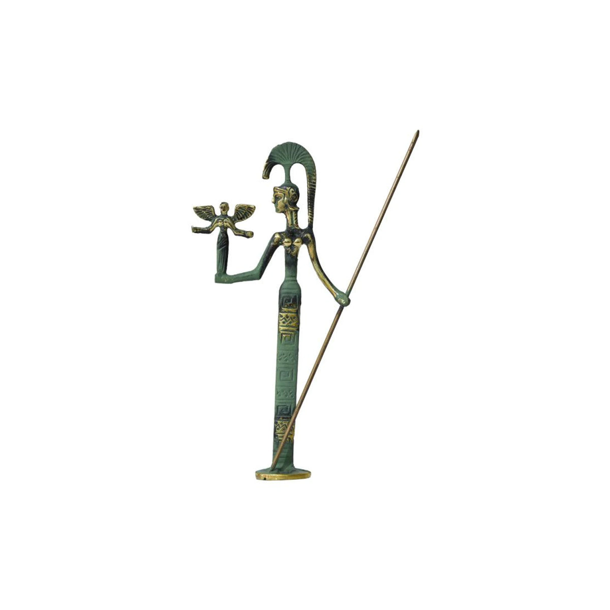 Athena with Winged Figure Statue by Bronze Pavlakis