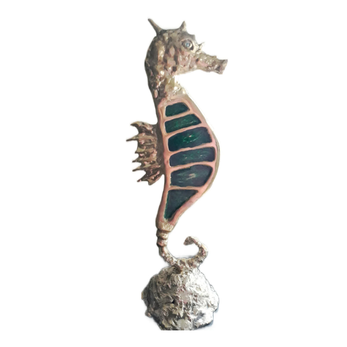 Bronze Seahorse with Glass by Bronze Pavlakis