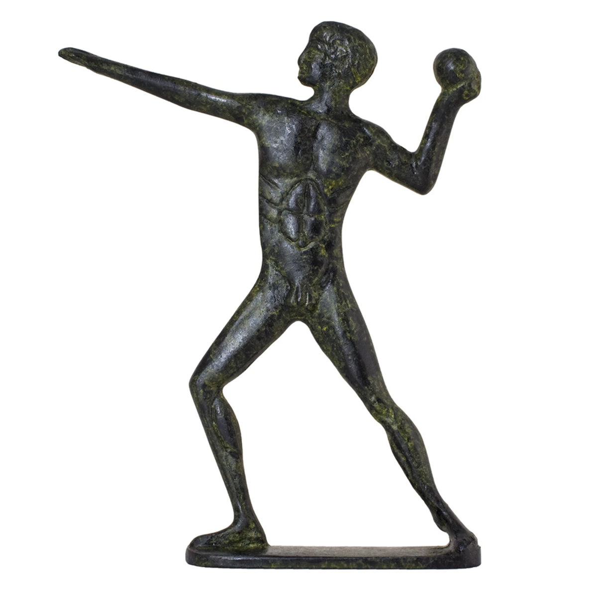 Ancient Olympic Shot-Putter – Flat Sculpture – 12 cm – Dark Green