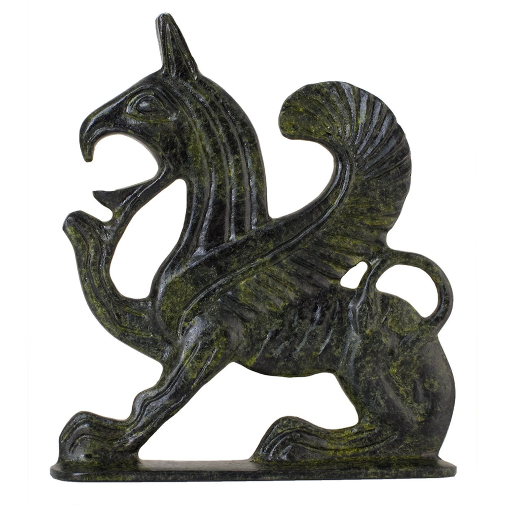 Griffin with Lion's Body – Bronze Sculpture – 15 cm – Dark Green