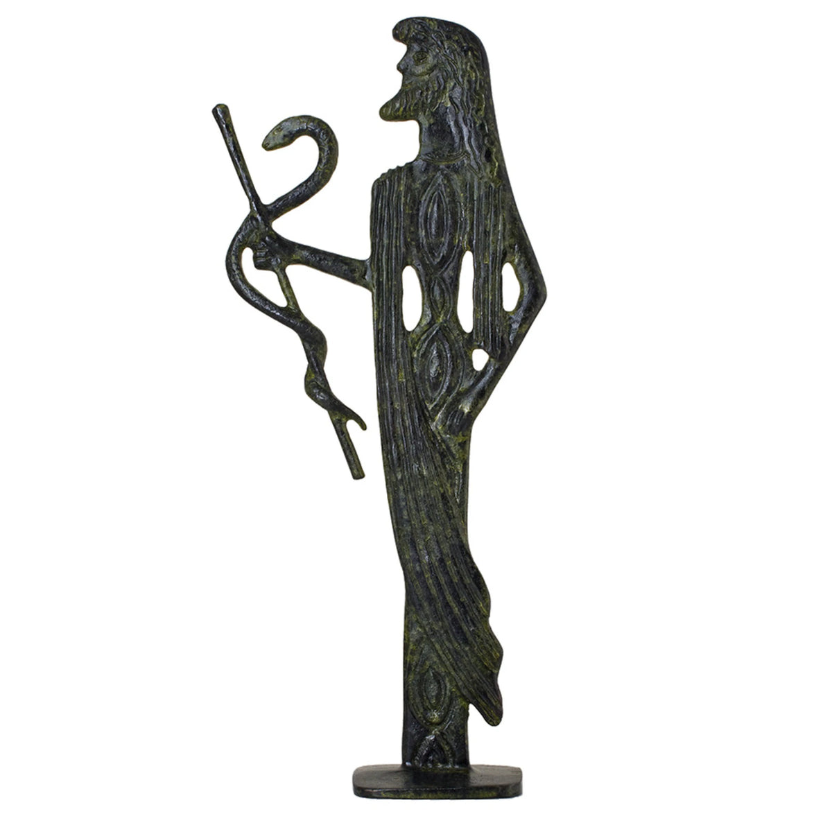 Asclepius, God of Medicine – Sculpture – 23 cm – Dark Green
