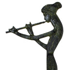 Woman Playing a Flute – Bronze Sculpture – 76 cm – Dark Green