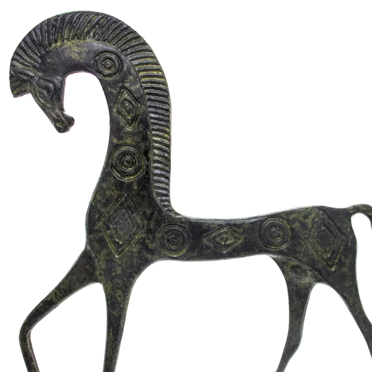 Geometric Horse with Lowered Head – Sculpture – 9 cm – Dark Green