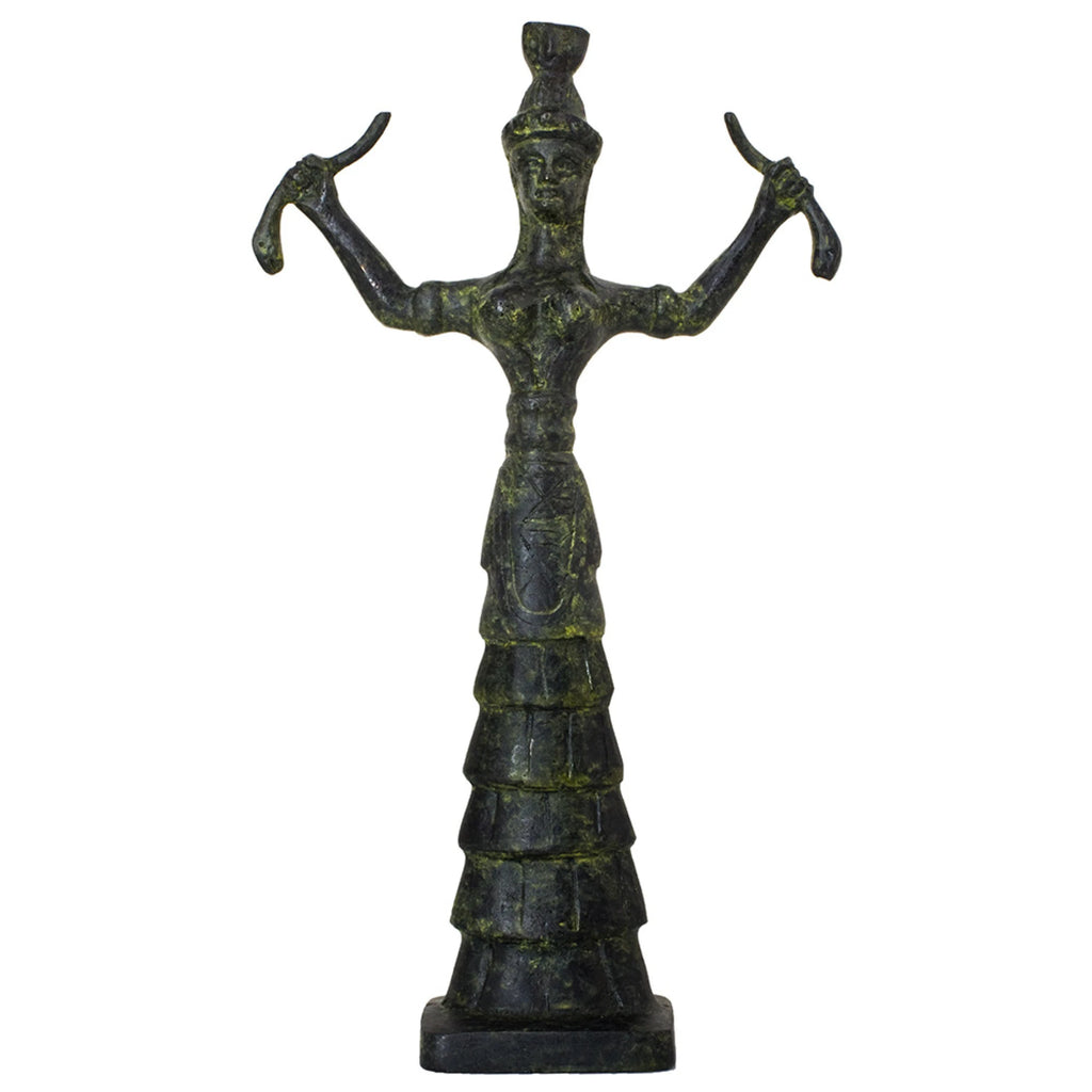 Minoan Snake Goddess – Bronze Sculpture – 12 cm – Dark Green