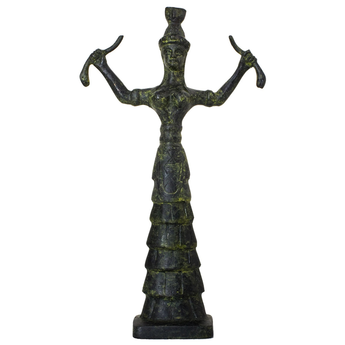 Minoan Snake Goddess – Bronze Sculpture – 12 cm – Dark Green