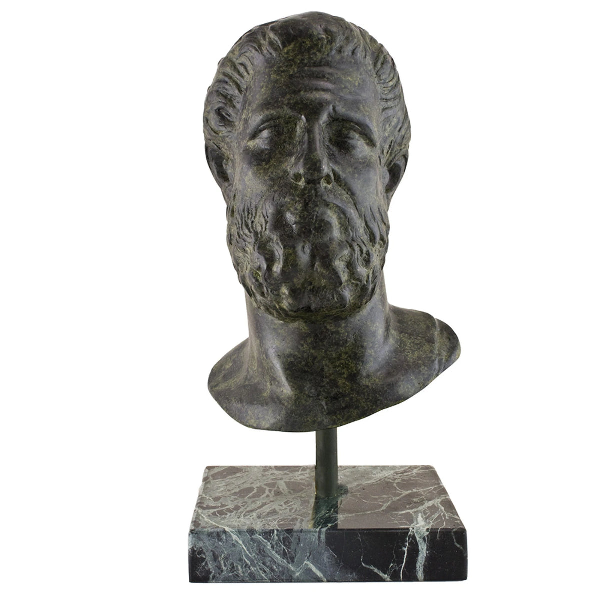 Head of Hippocrates – Bronze Sculpture – 25 cm – Dark Green