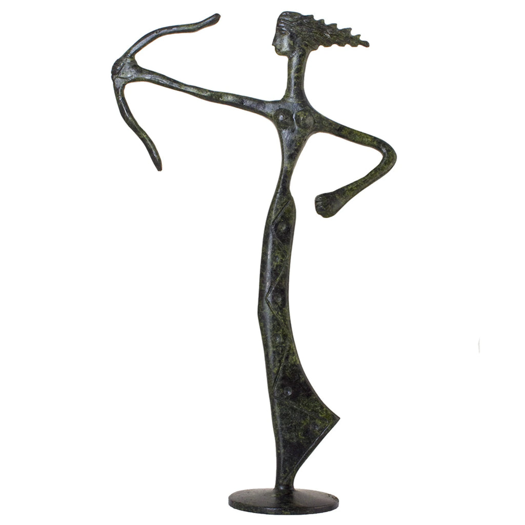 Artemis with Bow – Sculpture – 38 cm – Dark Green