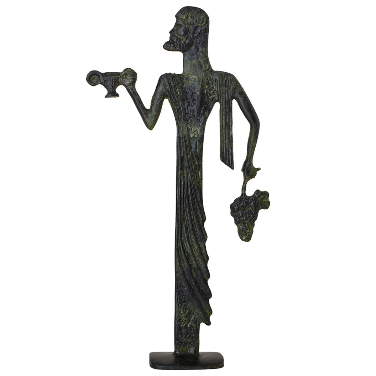 Dionysus with Wine and Grapes – Sculpture – 15 cm – Dark Green