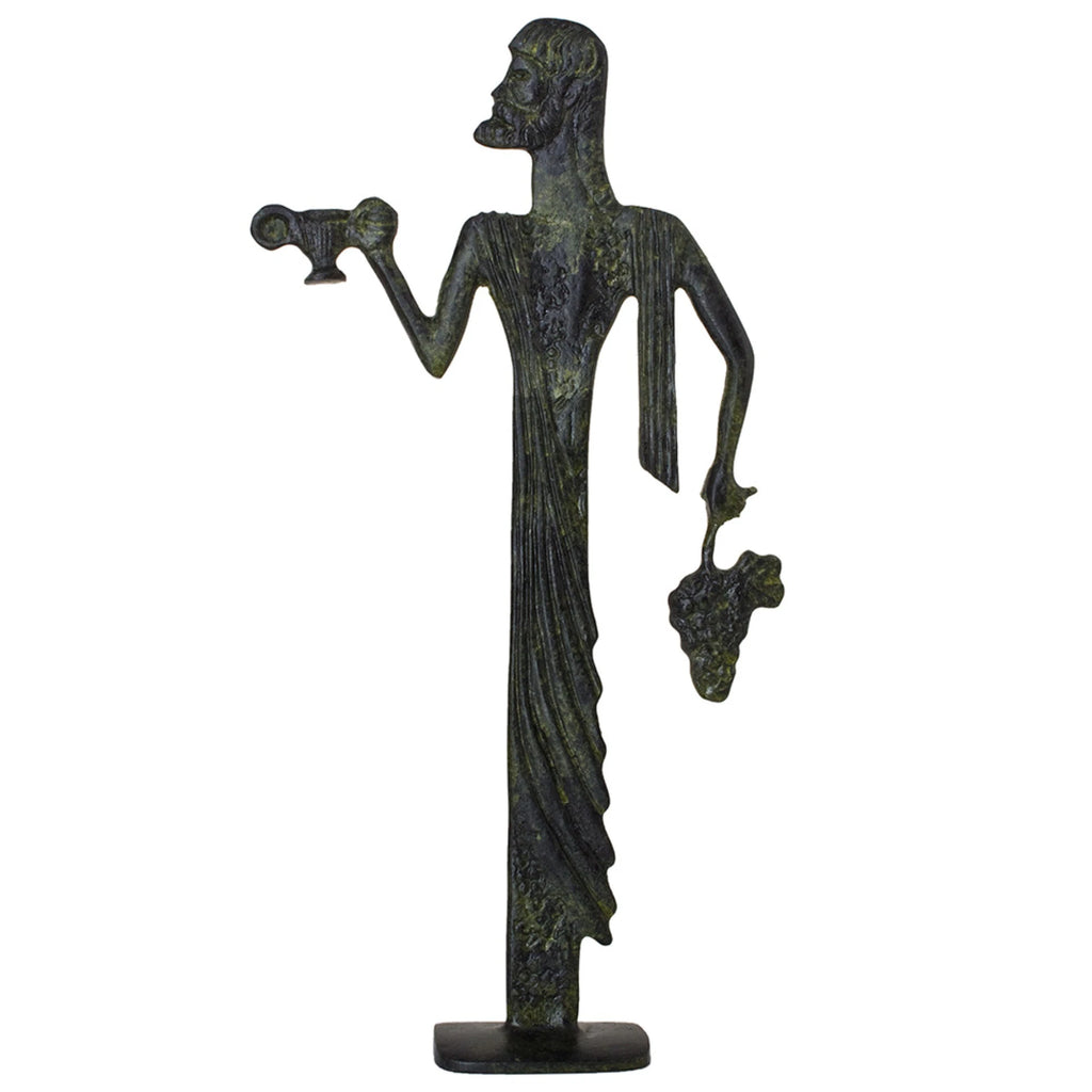 Dionysus with Wine and Grapes – Sculpture – 23 cm – Dark Green