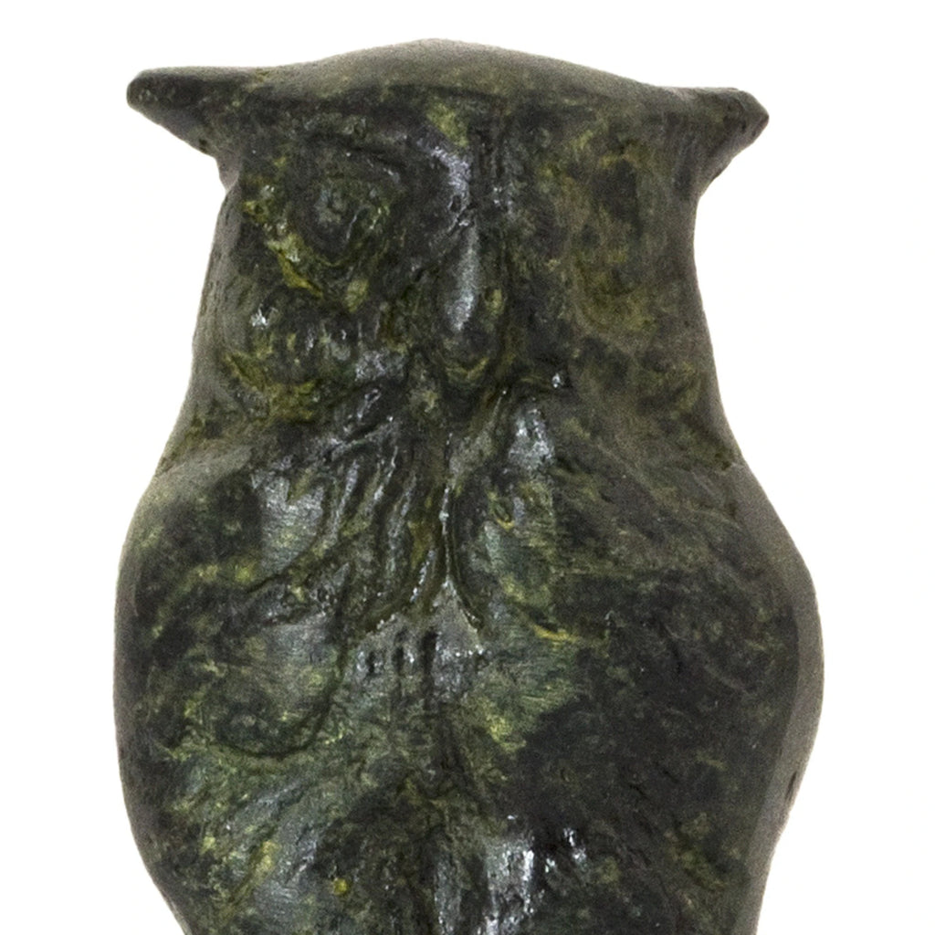 Owl, Symbol of Wisdom – Sculpture – 3 cm – Dark Green