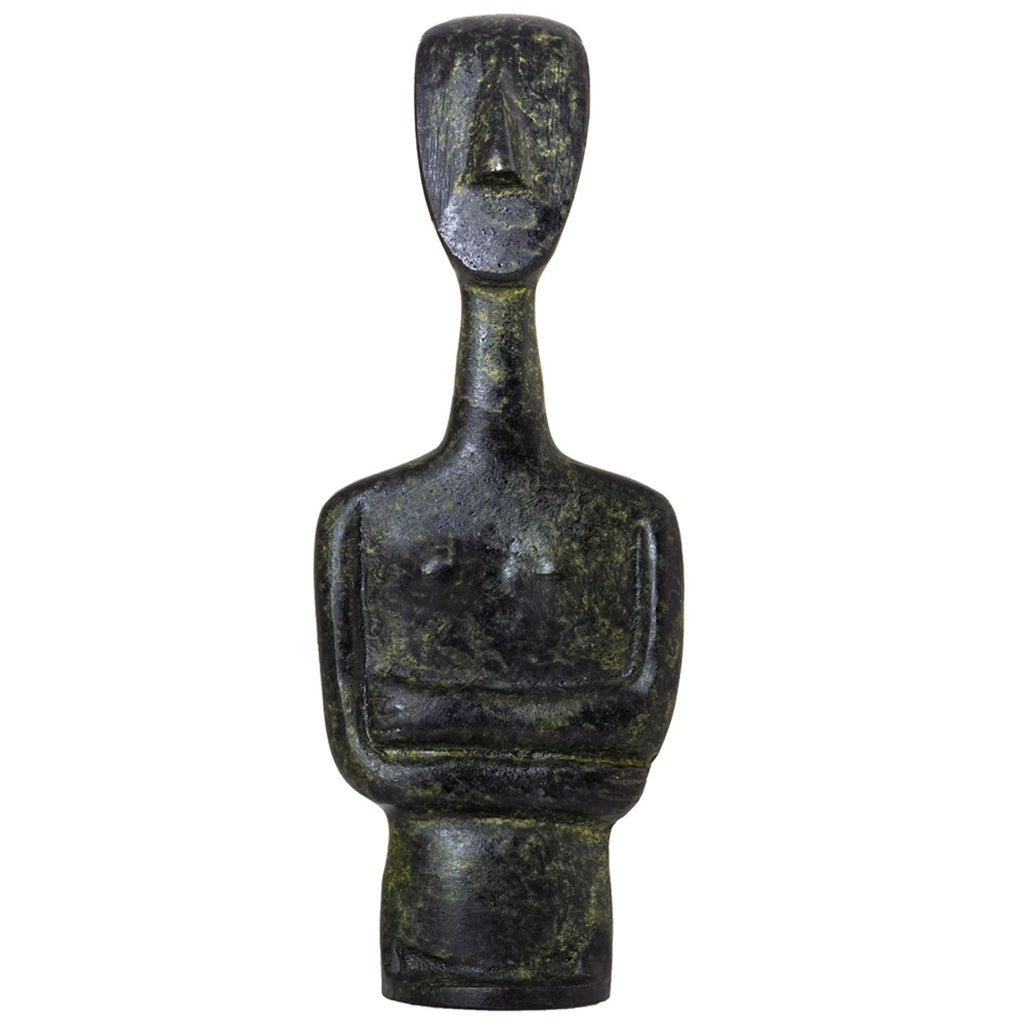 Female Cycladic Bust with Folded Arms – 14 cm – Dark Green