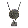 Decorative Warrior's Shield with Lion – 17 cm – Dark Green
