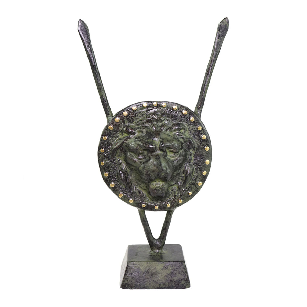 Decorative Warrior's Shield with Lion – 17 cm – Dark Green