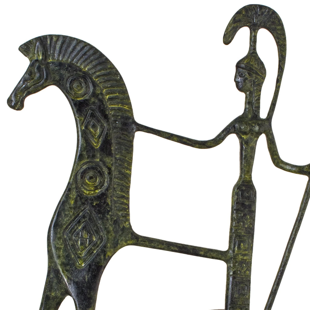 Athena's Chariot with Spear – Bronze Sculpture – 21 cm – Dark Green