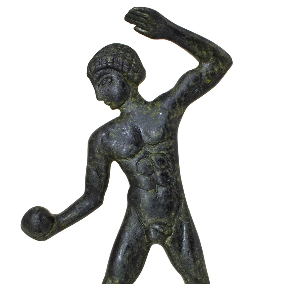 Ancient Olympic Shot-Putter – Solid Sculpture – 13 cm – Dark Green