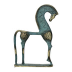 Horse with Lowered Head on Base – Flat Sculpture – 25.5 cm – Blue & Gold