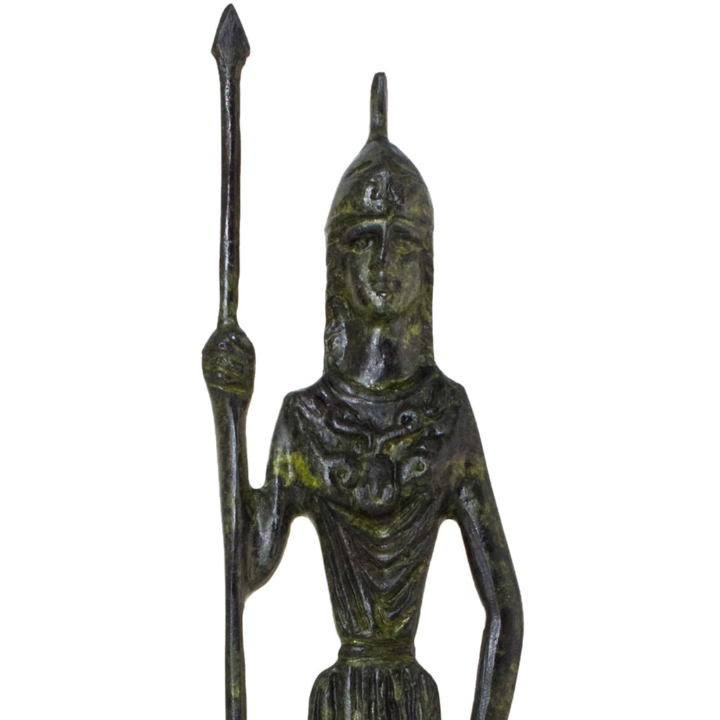 Athena with Shield and Spear – Flat Sculpture – 24 cm – Dark Green