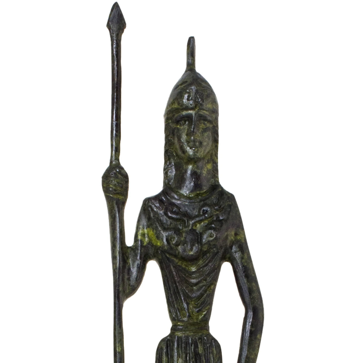 Athena with Shield and Spear – Flat Sculpture – 24 cm – Dark Green