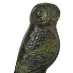 Owl with Tail – Solid Bronze Sculpture – 4 cm – Dark Green