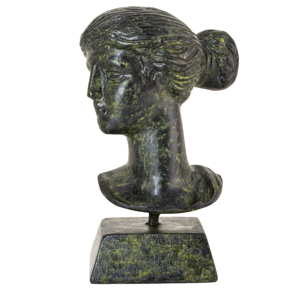 Bust of Artemis – Bronze Sculpture – 9 cm – Dark Green