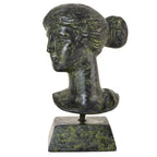 Bust of Artemis – Bronze Sculpture – 9 cm – Dark Green