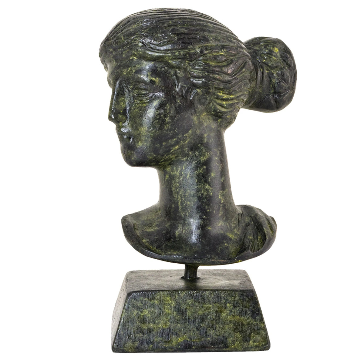 Bust of Artemis – Bronze Sculpture – 9 cm – Dark Green