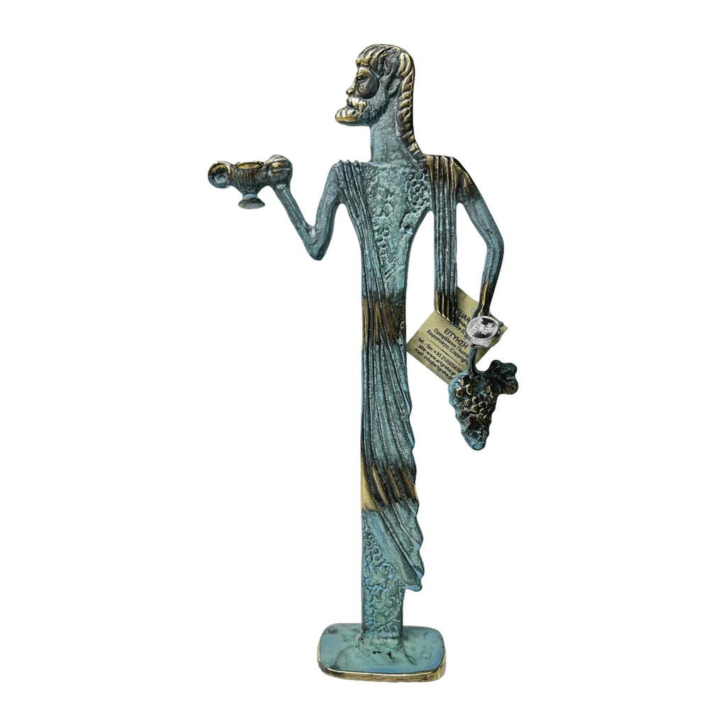 Dionysus with Wine and Grapes – Sculpture – 15 cm – Blue & Gold