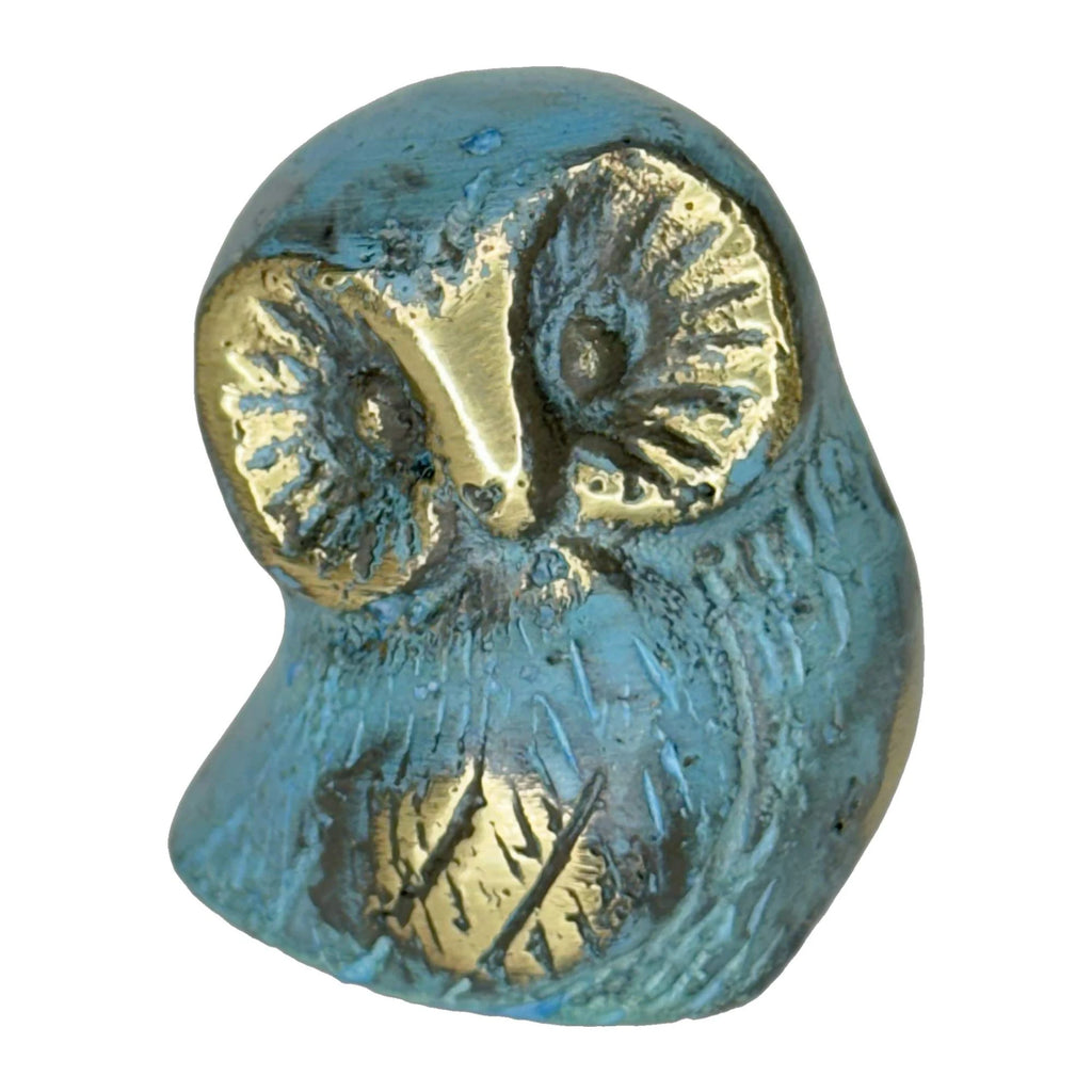 Miniature Owl, Symbol of Wisdom – 3 cm – Blue & Gold