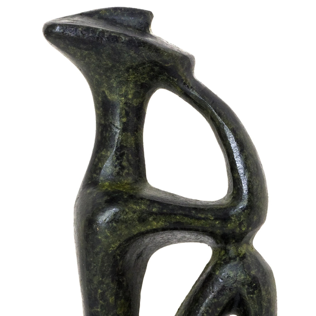 Seated Cycladic Thinker Figurine – 10 cm – Dark Green