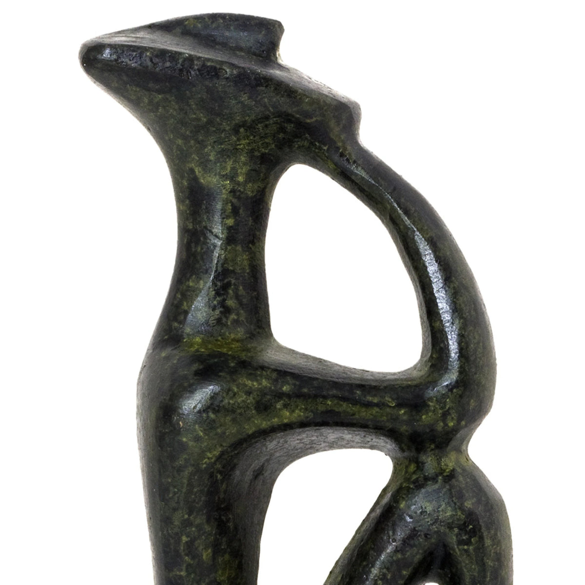 Seated Cycladic Thinker Figurine – 10 cm – Dark Green