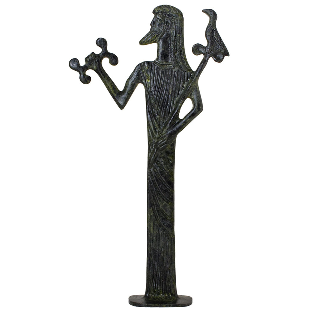 Zeus with Sceptre and Eagle – Flat Sculpture – 40 cm – Dark Green