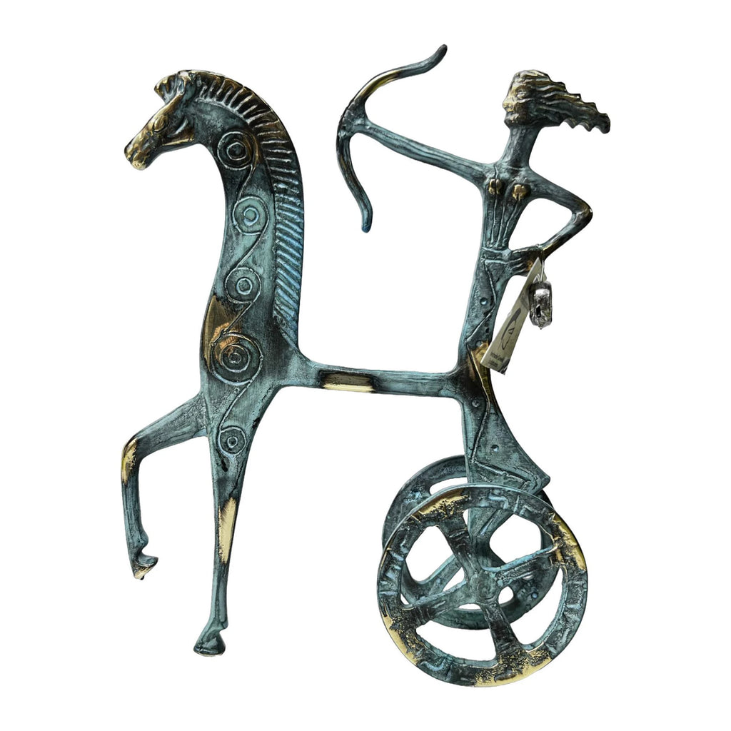 Artemis in a Chariot – Bronze Sculpture – 18 cm – Blue & Gold