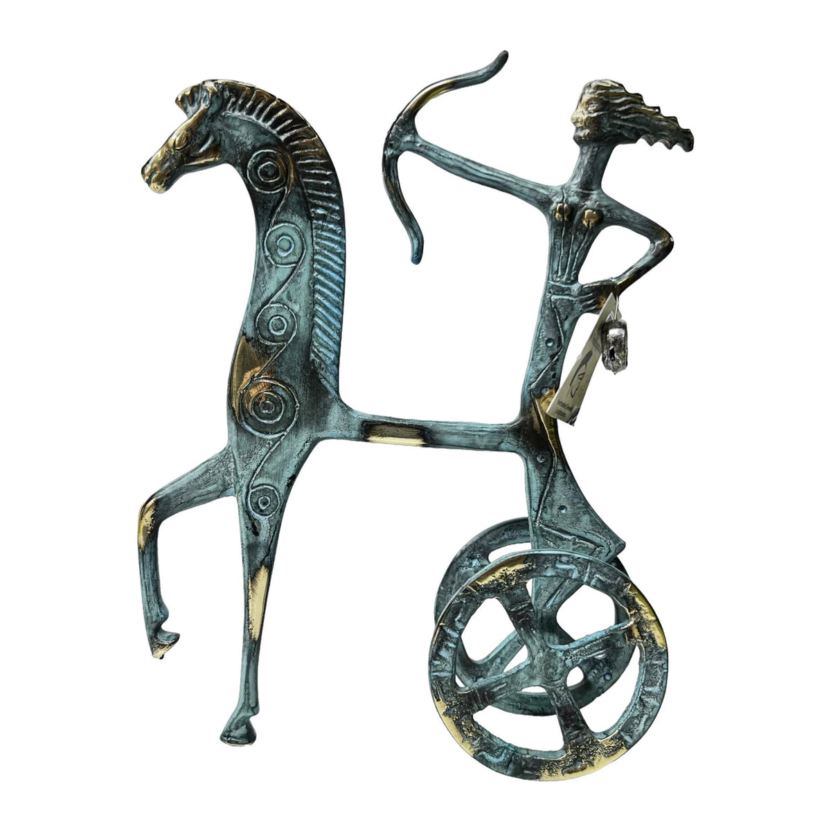 Artemis in a Chariot – Bronze Sculpture – 18 cm – Blue & Gold