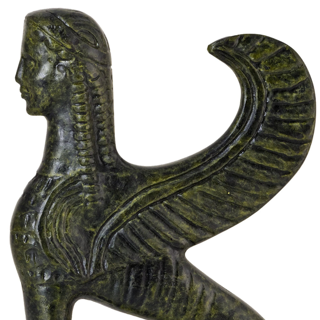 Sphinx from the Delphi Museum – Bronze Sculpture – 15 cm – Dark Green