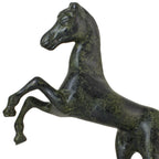 Rearing Horse – Solid Bronze Sculpture – 15 cm – Dark Green