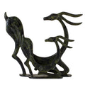 Two Deer – Bronze Sculpture – 15 cm – Dark Green