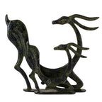 Two Deer – Bronze Sculpture – 15 cm – Dark Green