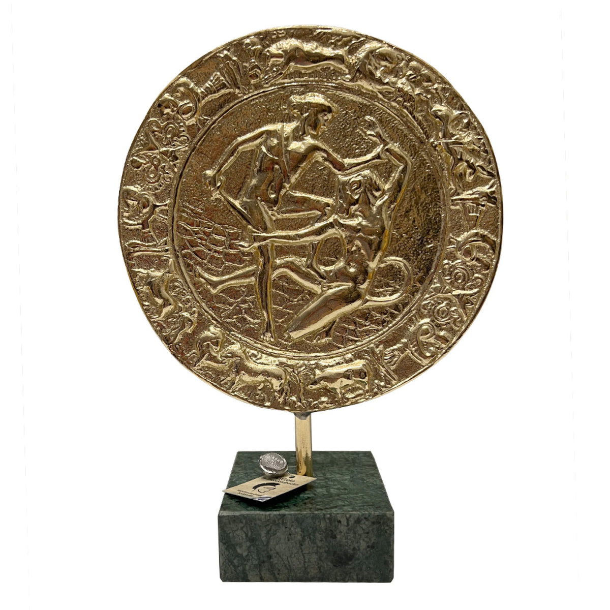 Decorative Plate with Theseus and the Minotaur – 22 cm – Gold