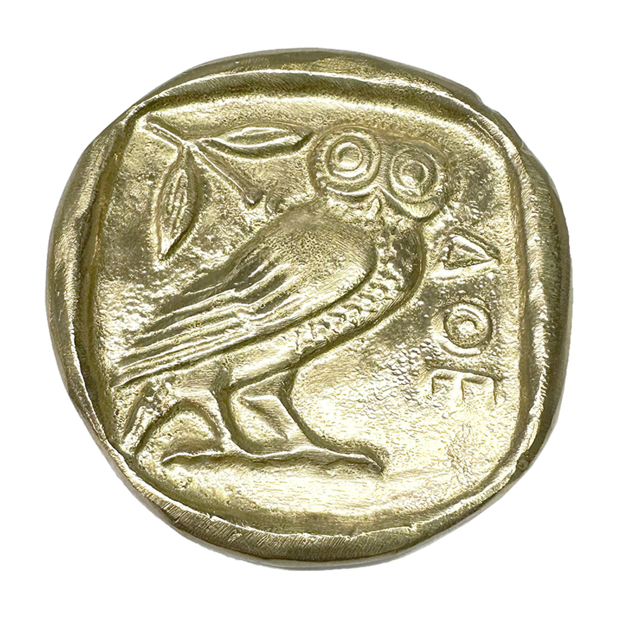 Bronze Owl Paperweight – 8 cm Diameter – Gold