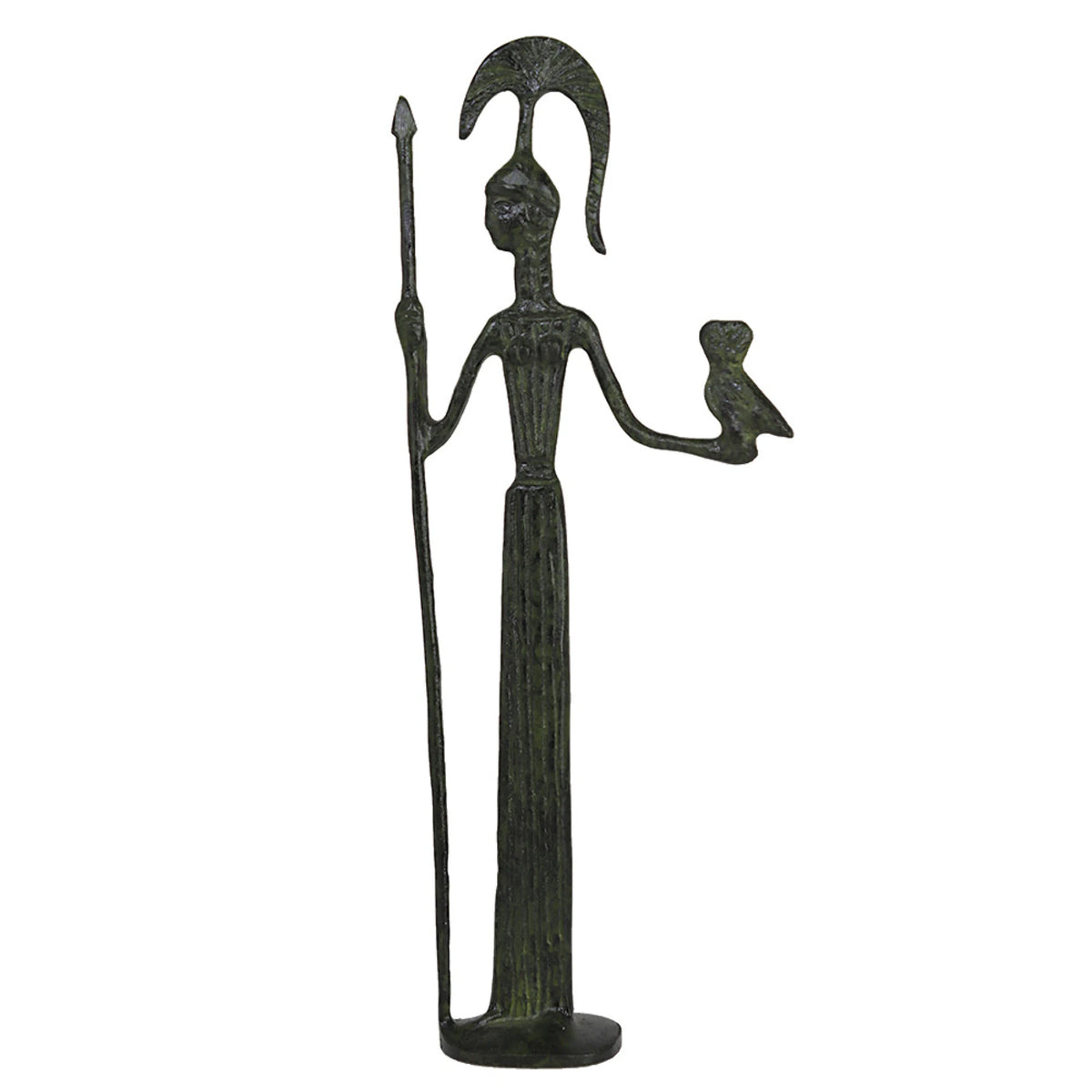 Athena with Owl – Bronze Sculpture – 18 cm – Dark Green