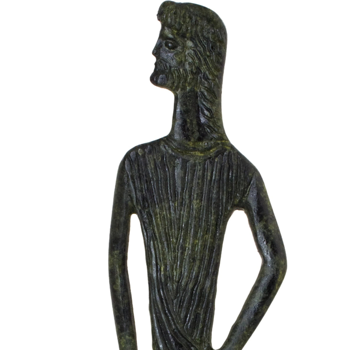 Hippocrates with Staff and Snake – Sculpture – 25 cm – Dark Green