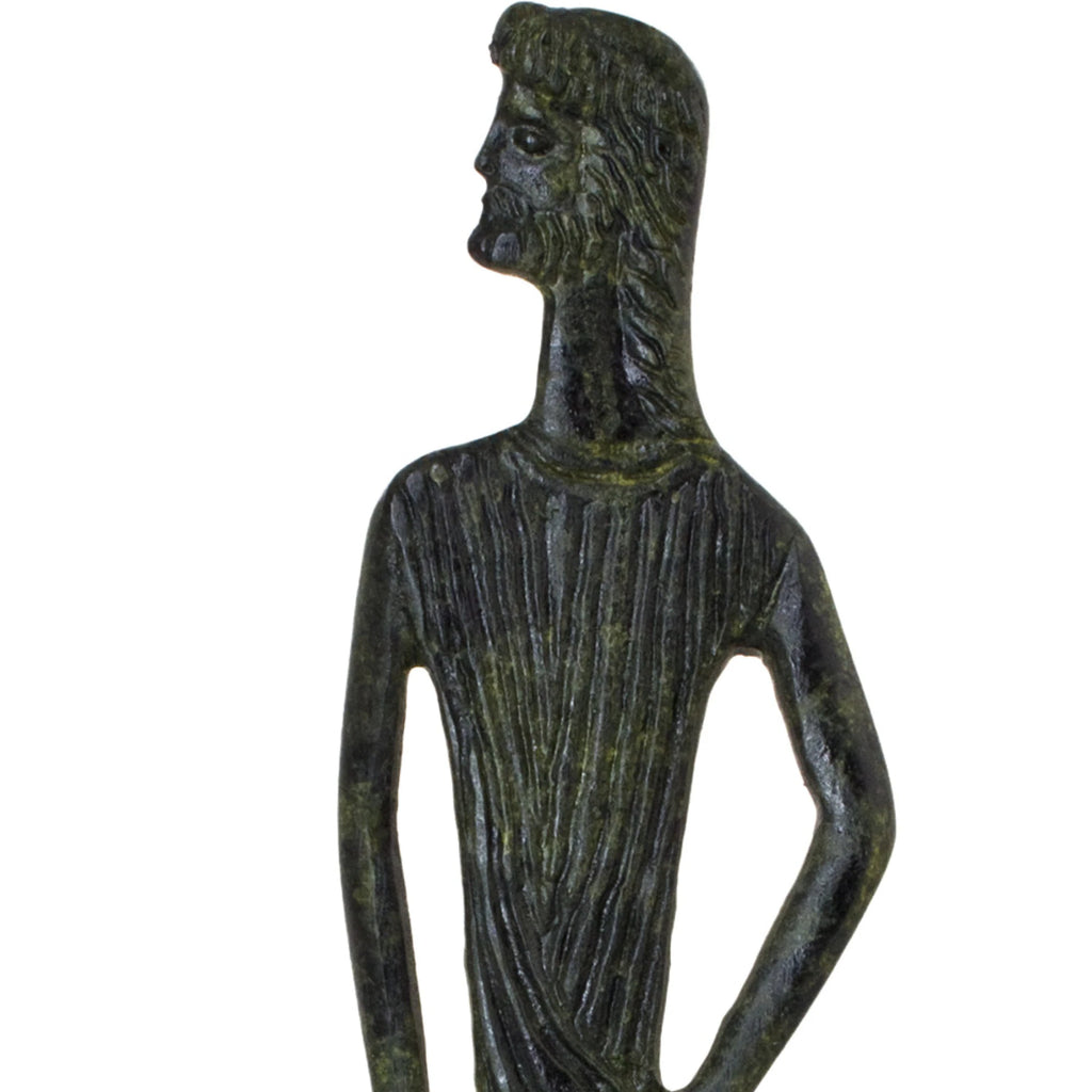 Hippocrates with Staff and Snake – Sculpture – 14 cm – Dark Green
