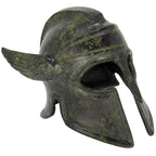 Winged Corinthian Helmet – Bronze Sculpture – 12 cm – Dark Green