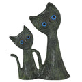 Two Cats – Bronze Sculpture – 11.5 cm – Dark Green