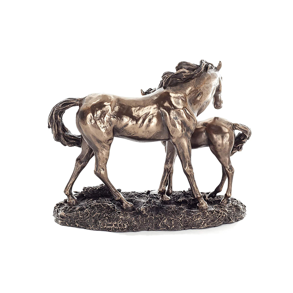 Mare with Her Foal – Bronze-Finish Resin Statue – 15 cm – view 3