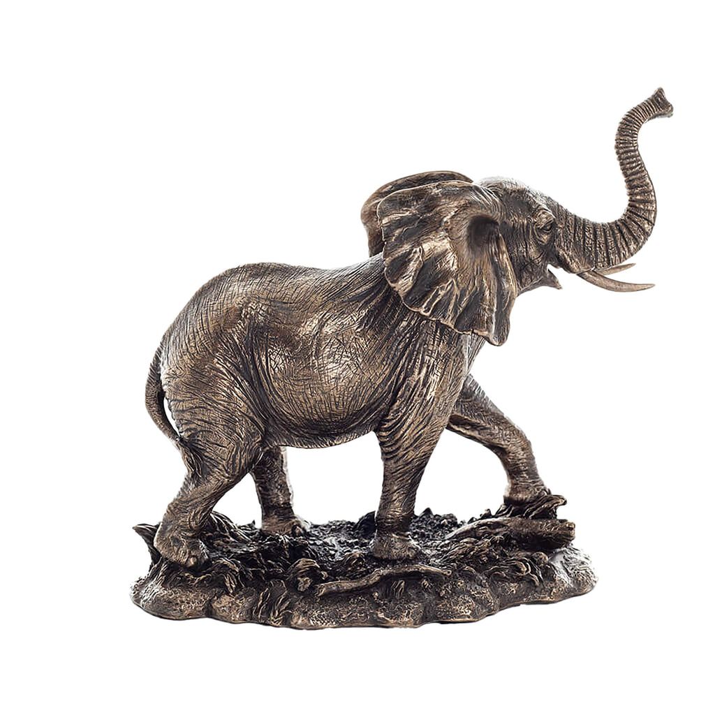 African Elephant – Bronze-Finish Resin Statue – 16 cm – view 1