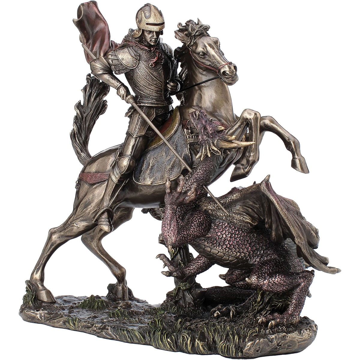Saint George and the Dragon — Bronze-Finish Statue – 27 cm – view 1