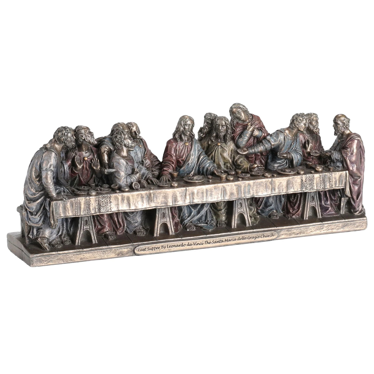 The Last Supper, Inspired by da Vinci – Bronze-Finish Resin Statue – 23.5 × 8.5 cm – view 6