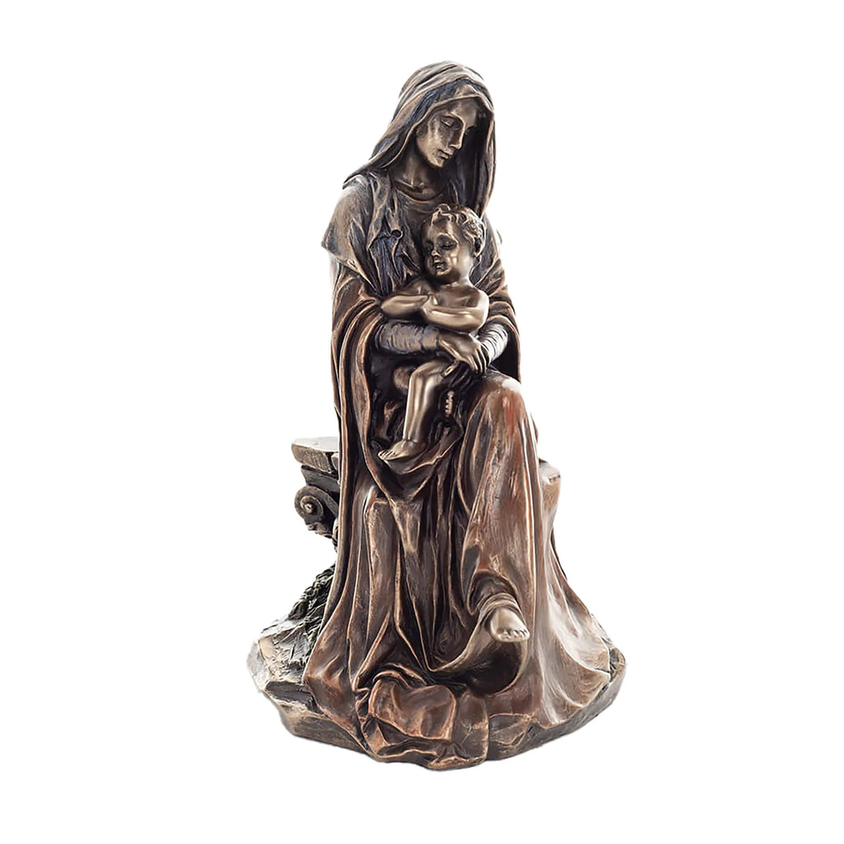 Virgin Mary with the Christ Child — Bronze-Finish Statue, 17 cm – view 1