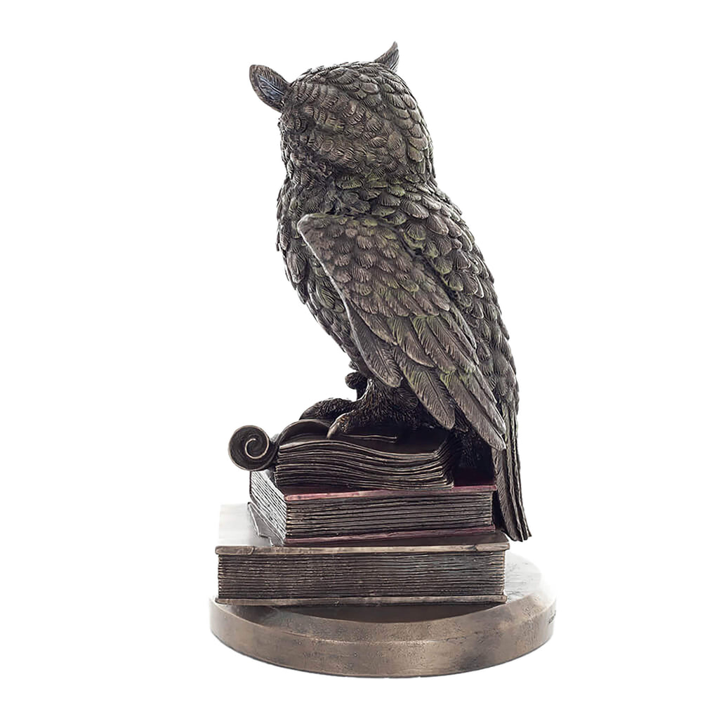 Owl with Quill and Books — Bronze-Finish Statue, 23 cm – view 3